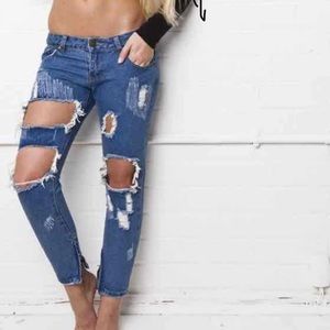 Liquor N Poker Rebel Indigo Slashed Skinnies